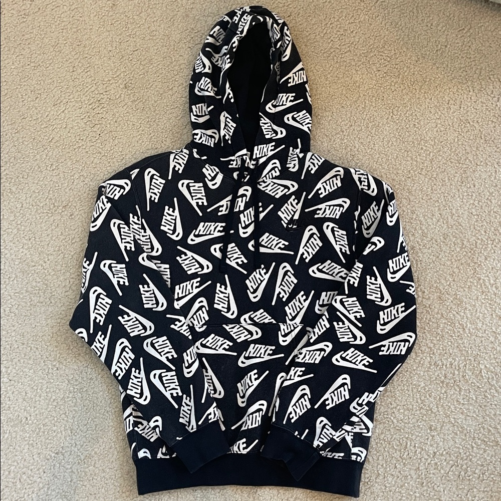 Nike NSW Essential All Over Print Hoodie Pullover DD4847-010 size XS